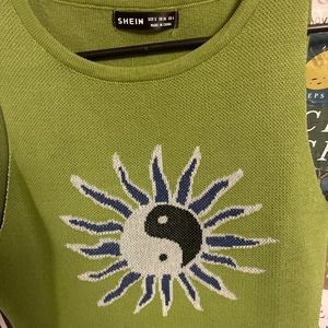 Yin yang pattern sweater vest - green